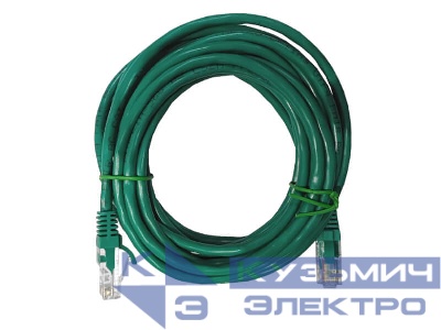 Патч-корд UTP4 cat 5e, 5,0м, ВС, LSZH, зеленый, литой коннектор NETKO Optima