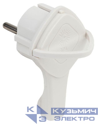 Вилка V5(U) ультраплоская с заземл. 16А с кольцом белая ЭРА Б0026331