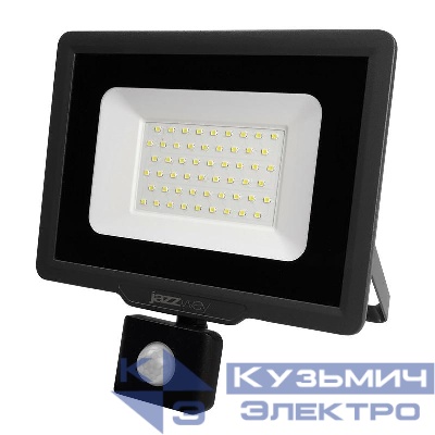 Прожектор светодиодный PFL-C3 SENSOR 50Вт 6500К IP65 ДО закален. прозр. стекло датчик движения инфракрасный Pro JazzWay 5026940A