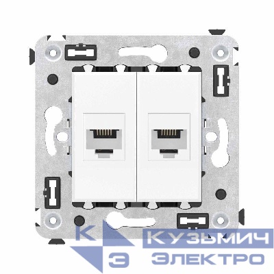 Розетка телефонная 2-м СП Avanti "Белое облако" RJ12 без шторок механизм DKC 4400614