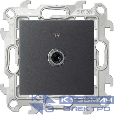 Розетка телевизионная оконечная TV СП Simon 24 IP20 механизм графит Simon 2450476-038