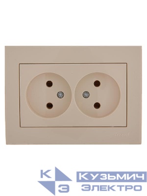 Розетка 2-м СП Rain 16А IP20 без заземл. керамика крем. LEZARD 703-0303-128
