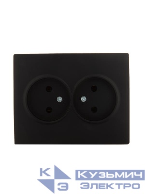 Розетка 2-м СП Karina 16А IP20 без заземл. керамика черн. бархат LEZARD 707-4200-128
