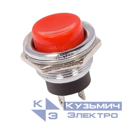 Выключатель-кнопка металл 250В 2А (2с) OFF-(ON) d16.2 красн. (RWD-306) Rexant 36-3351