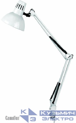 Светильник KD-312 настол. струбцина 230В 40Вт E27 бел. Camelion 5764