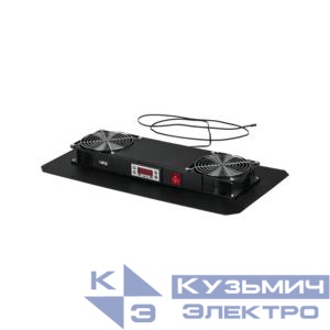 Блок вентиляторный для настенных шкафов TWC 2 вентилятора с терморегулятором и датчиком без шнура питания черн. NIKOMAX TLK-FAN2-TERM-BK