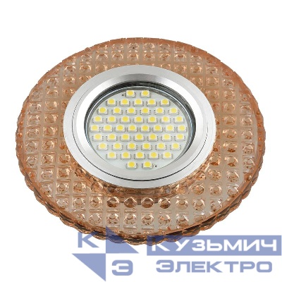 Светильник DLS-L143 GU5.3 GLASSY/LIGHT TEA GU5.3 встраив. доп. светодиод. подсветка 3Вт без лампы стекло Fametto UL-00003885