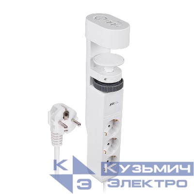 Удлинитель 3х1.5м на струбцине с заземл. с выкл. 3 USB выхода (2А+1С) IP20 ПВС 3х1 ETD-03U-150-wh (3х1.5) бел. JAZZway 5059535