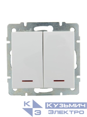 Выключатель 2-кл. СП Rain IP20 с подсветкой механизм бел. LEZARD 703-0288-112