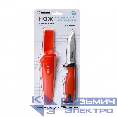 Hefler Нож универсальный 218 / 100 мм сталь HCS, ручка с TPR-вставками + ножны HFBL204C HEFLER 0