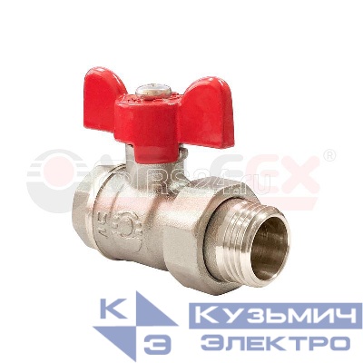 Кран шаровой латунный OPTIMA ВР/НР с американкой никел. покрытием ручка-бабочка 1/2дюйм (100/25) VALFEX VF.227.NLB1.012