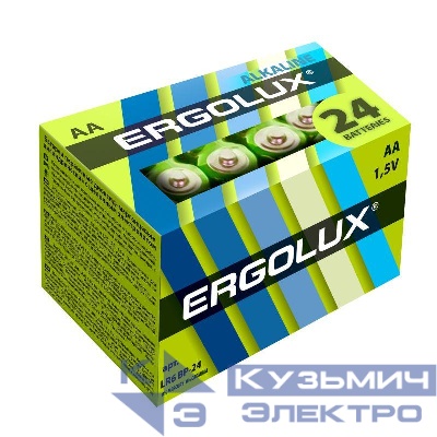 Элемент питания алкалиновый AA/LR6 1.5В Alkaline BP-24 (уп.24шт) Ergolux 14212
