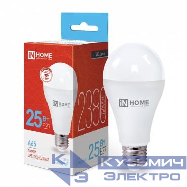 Лампа светодиодная LED-A65-VC 25Вт грушевидная 6500К холод. бел. E27 2380лм 230В IN HOME 4690612024103