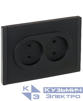 Розетка 2-м СП FORTE&PIANO FP125 10А без заземл. защ. шторки безвинт. крепл. черн. IEK FP-R23-10-1-K02