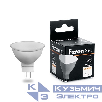 Лампа светодиодная LB-1606 6Вт MR16 2700К G5.3 230В FERON 38083