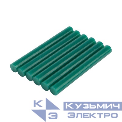 Стержень клеевой d11мм L100мм зел. (блист.6шт) Rexant 09-1228