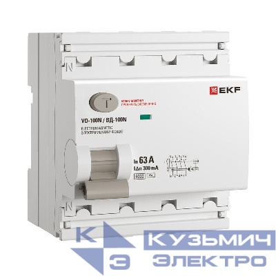 Выключатель дифференциального тока 4п 63А 300мА тип AC 6кА ВД-100N электромех. PROxima EKF E1046M63300
