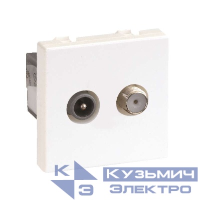 Розетка телевизионная TV/SAT СП Simon Connect винтов. зажим TV - "папа" SAT - "мама" механизм графит Simon K130A-14