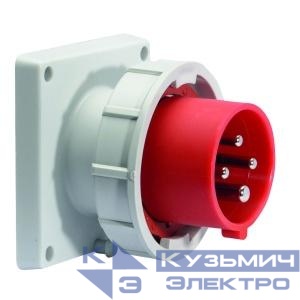 Вилка встраиваемая 16А 4п 3P+PE 6ч 400В IP67 фланец 85х85 Bals 28101