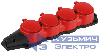 Колодка 4-м с заземл. 16A IP44 KX-4e-RED-IP44 каучук. красн. Эра Б0068456