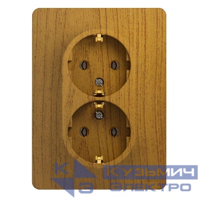 Розетка 2-м СП Glossa 16А IP20 с заземл. в сборе дерево дуб SE GSL000524