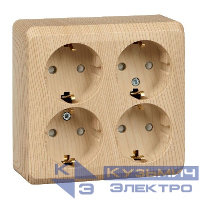 Розетка 4-м ОП Этюд 16А 250В с заземл. с заземл. защ. шторки сосна SE PA16-208D