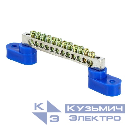 Шина нулевая N 6х9 12 отверст. цинк 2 син. угловых изолятора PROxima EKF sn1-63-12-2