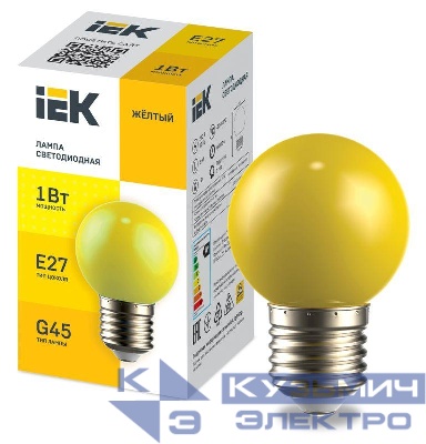 Лампа светодиодная декор. G45 1Вт шар желт. E27 230В IEK LLE-G45-1-230-Y-E27