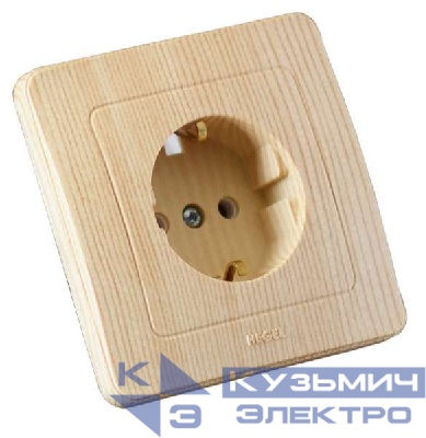 Розетка 1-м СП Мастер 16А IP20 250В с заземл. сосна HEGEL РС16-311-02