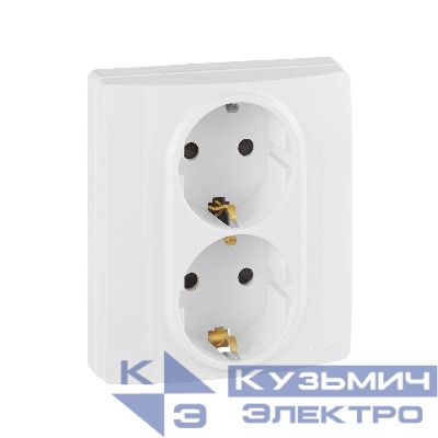 Розетка Inspiria 16А 250В 2х2P+E защ. шторки безвинт. зажимы бел. IEK 673755