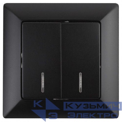 Выключатель 2-кл. СП Solo 4-105-05 10А 250В IP20 с подсветкой Solo антрацит Intro Б0053597