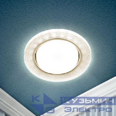 Светильник точечный DK LD51 CH/SHSL GX53 встраив. со светодиод. подсветкой хром серебро ЭРА Б0057466