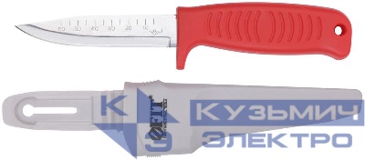 Нож строительный нерж.сталь пластик. ручка линейка на лезвии FIT 10622