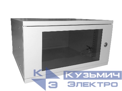 Шкаф настенный 19" 5U серия COMPACT (530х450х279), передняя дверь стекло, серый, Netko