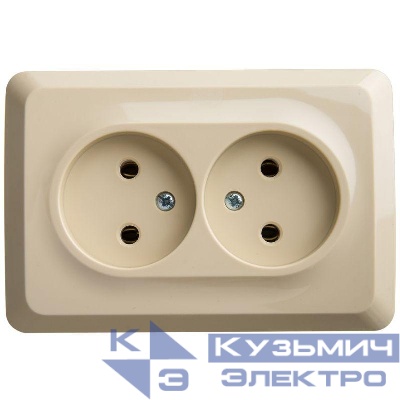 Розетка угловая 2-м ОП Этюд 16А IP20 без заземл. без защ. шторок крем. SE PA16-105K