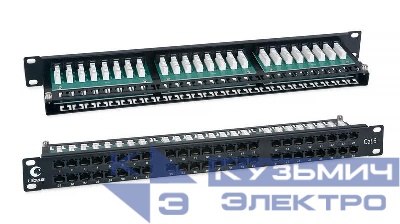 Патч-панель 19дюйм 1U 48 портов RJ45 кат.6 Dual IDC PLHD-48-Cat.6-Dual IDC-1U высокой плотности Cabeus 7777c