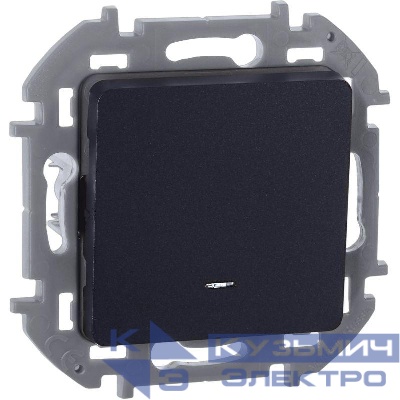 Переключатель 1-кл. Inspiria 10А IP20 250В 10AX с подсветкой/индикацией механизм антрацит IEK 673663