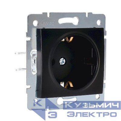 Розетка 1-м СП Karina с заземл. защ. шторки термопласт механизм черн. бархат LEZARD 707-4288-124B