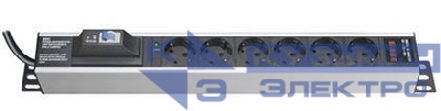 Блок распределения питания 6-м 16А Schuko вх. разъем Schuko для 19дюйм шкафов с 1п авт. выкл. выкл. защита от перенапряж. с индикатором сети DKC R5VSH6CBCD