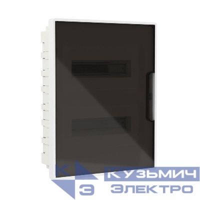 Щиток встраиваемый Фрейм (FRAME) ЩРв-п-24 24мод с тонированной дверцей с 4 шинами PEN (2шт на 8 отверст. и 2шт на 6 отверст.) бел. DKC F24B1WD