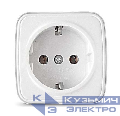 Розетка 1-м ОП Электра 16А IP20 с заземл. бел. Союз 0012