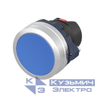 Кнопка плоская без фиксации алюм. кольцо син. DKC M22P-FMBA