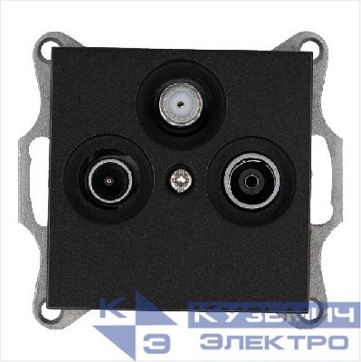 Розетка телевизионная оконечная TV + FM + SAT 3-м Ф9.5мм механизм антрацит Jasmart G6206B