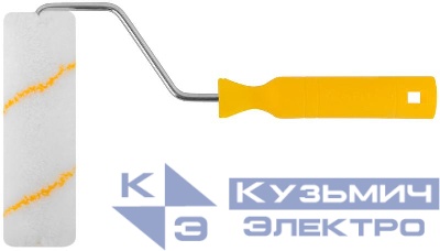 Валик полиакриловый с желт. полосой "миди" диам. 30/54мм ворс 12мм 150мм бел. FIT 02622