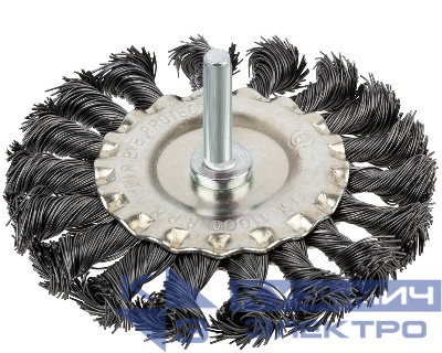 Корщетка дисковая прямая со шпилькой стальная витая проволока 100мм КУРС 38474