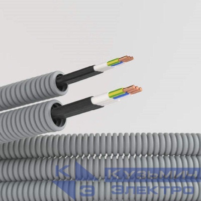 Электротруба ПВХ гибкая гофр. d20мм сер. с кабелем ВВГ-Пнг(А)-LS3х2.5кв.мм Конкорд (уп.100м) DKC 9S920100KF