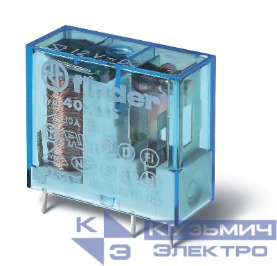 Реле миниатюрное универсальное электромеханич. монтаж на печатную плату или в розетку выводы с шагом 3.5мм 1CO 10А AgNi 12В DC RTII FINDER 403190120000