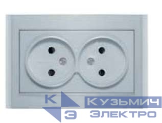 Розетка 2-м СП Бриллиант 16А IP20 без заземл. защ. шторки серебр. UNIVersal 7949773