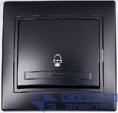 Кнопка звонка 1-кл. 1п СП Mira 10А IP20 со вставкой черн. бархат LEZARD 701-4242-103