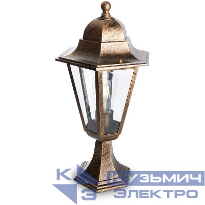Светильник 6204/PL6204 100Вт E27 230В садово-парковый на постамент черн. зол. FERON 11141
